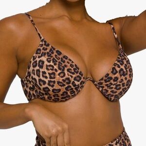Good American Leopard Print Underwire Bikini Top - Brown Black